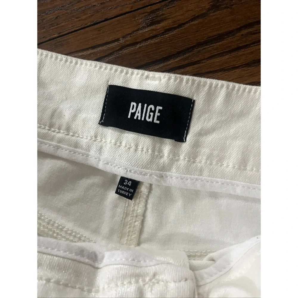 Paige Sasha Pearl White Coating Jeans Women's Size 34 Straight Leg Denim